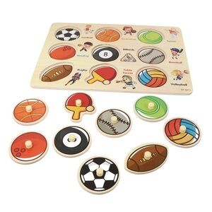 Montesorri Wood Puzzle Sports Balls Toy for Toddlers and Kids FACTORY SEALED